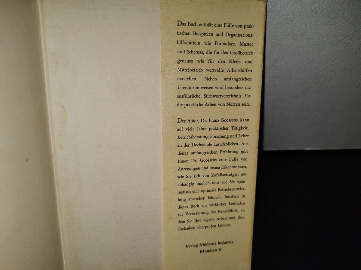 58- Alemán. Gestión Empresarial Moderna  / Moderne Unternehmungs-Leitung - Franz Goossens - 1958