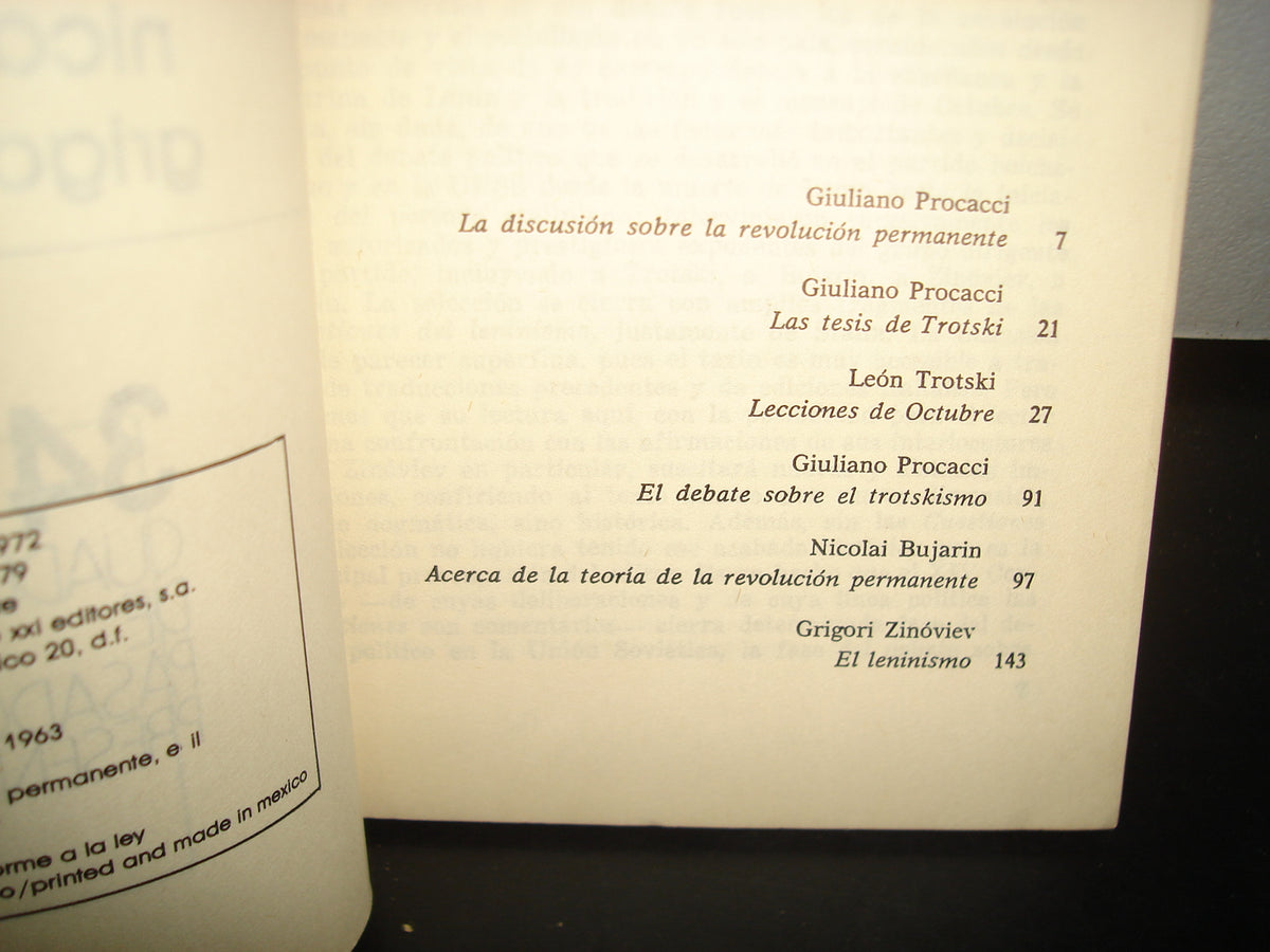 7- 34. Cuadernos De Pasado Y Presente. I. La Revolución Permanente. El Gran Debate 1924-1926 - Giuliano Procacci, León Trotski