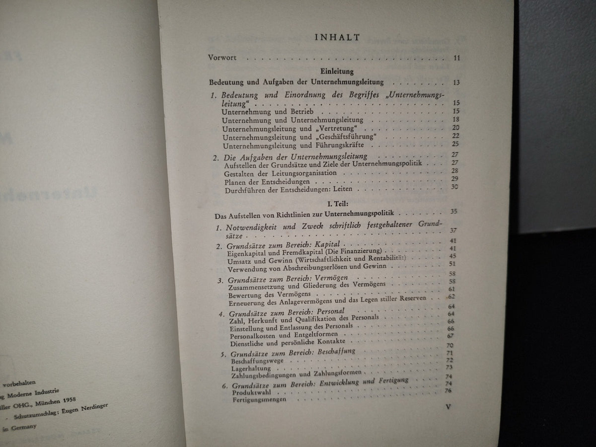 58- Alemán. Gestión Empresarial Moderna  / Moderne Unternehmungs-Leitung - Franz Goossens - 1958
