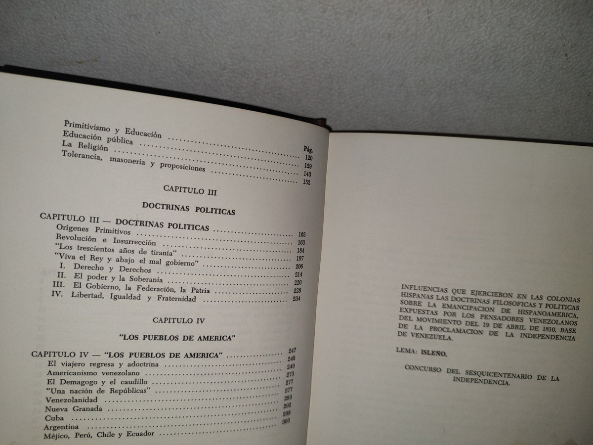 75- Influencia Del Pensamiento Venezolano En La Revolución De Independencia En Hispanoamérica - Alfonso Armas Ayala. Instituto Panamericano De Geografía E Historia. Comité Orígenes De La Emancipación - Caracas. Publicación No. 15, Caracas, 1970