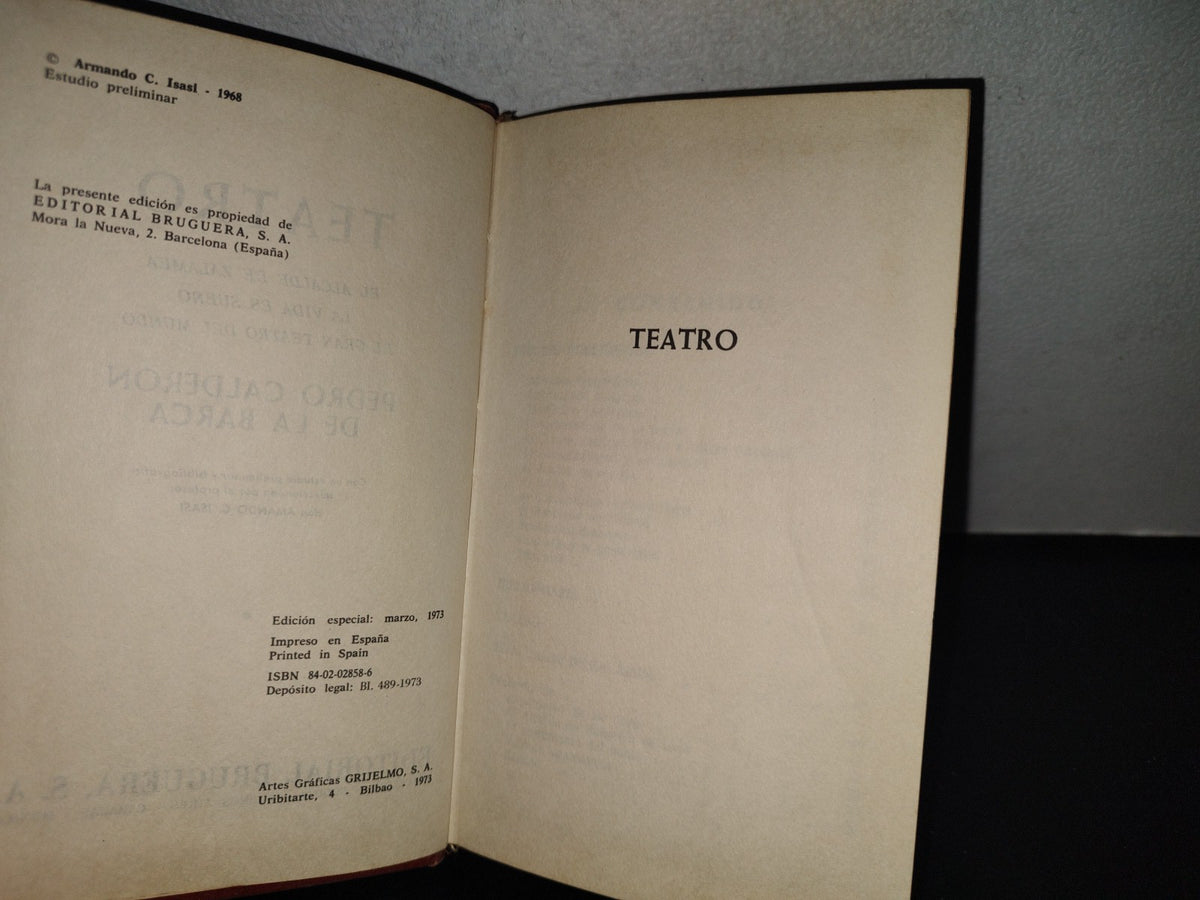 143- Teatro - Pedro Calderón De La Barca - Editorial Bruguera - Edición Especial: Marzo De 1973