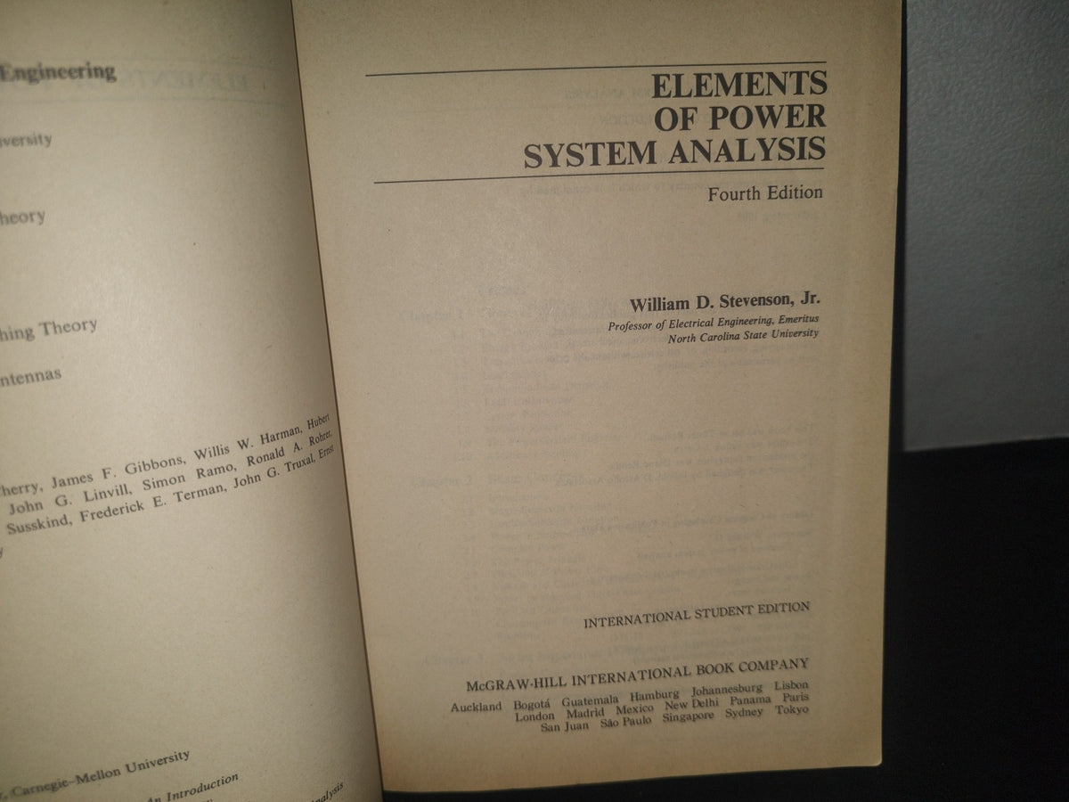 34- Inglés. Elements Of Power System Analysis. Fourth Edition - William D. Stevenson, Jr. - 1982
