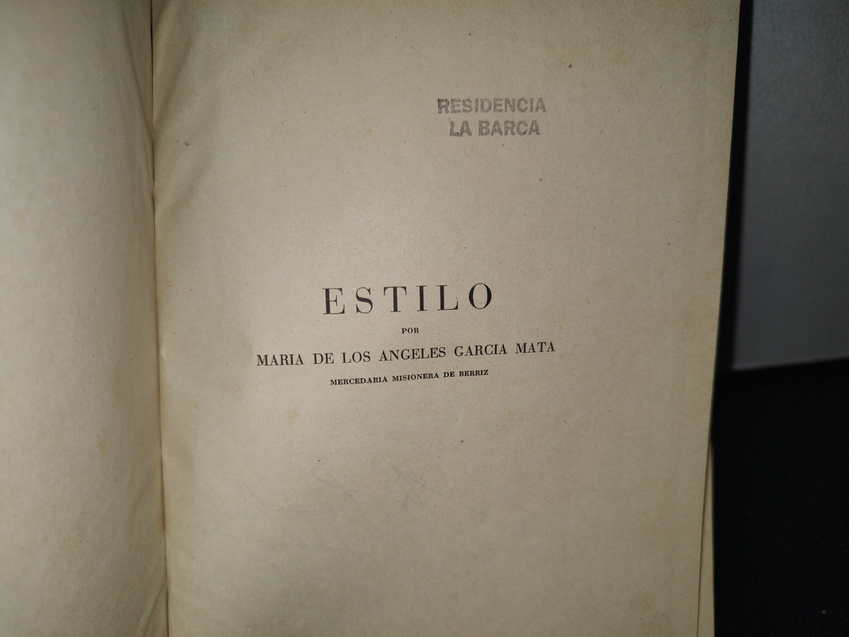 75- Estilo - María De Los Ángeles García Mata. Mercedaria Misionera De Berriz - 1947