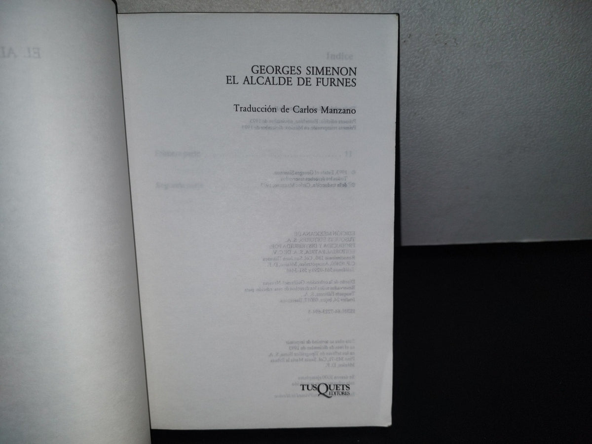 93- El Alcalde De Furnes - Georges Simenon - Colección Andanzas - 1993