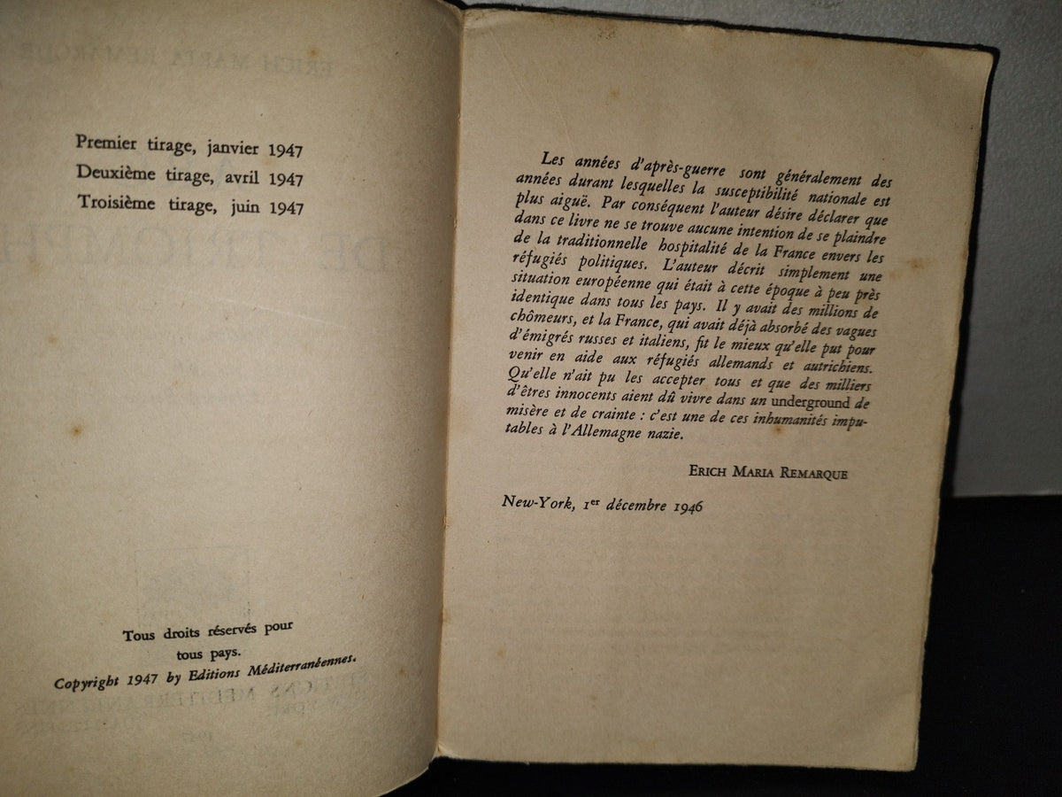 195- Arc De Triomphe - Erich Maria Remarque - Éditions Mediterranéennes - 1947