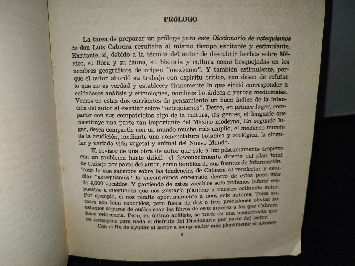 77- Diccionario De Aztequismos - Luis Cabrera - Ediciones Oasis, S. A., México, 1984