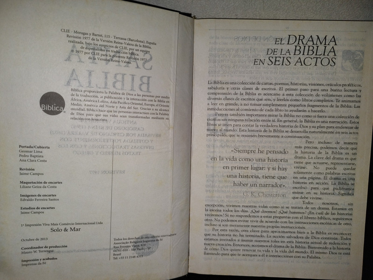 99- Santa Biblia. Luz. Clie Para La Presente Revisión 1977 De La Versión Reina Valera