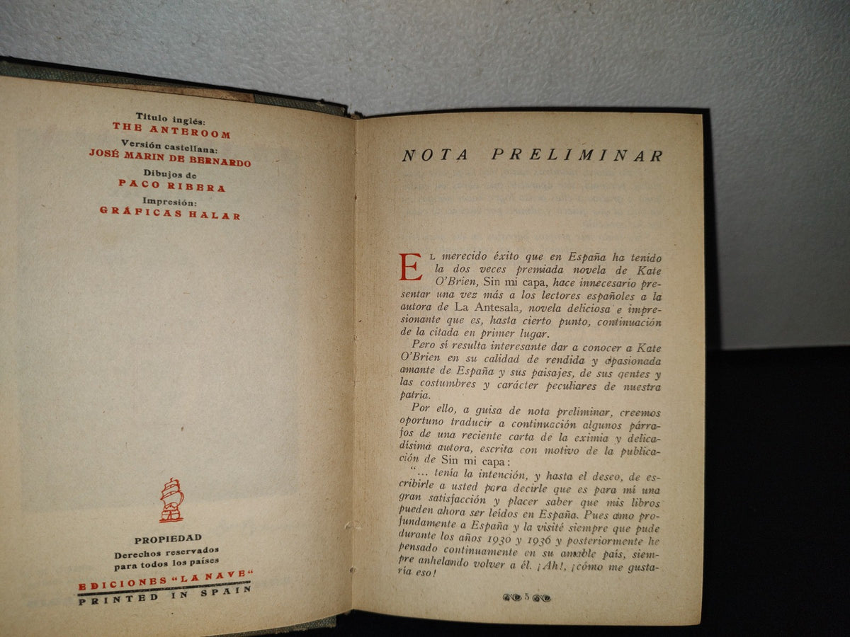 80- La Antesala - Kate O'Brien - Ediciones ”La Nave” Madrid - 50'S
