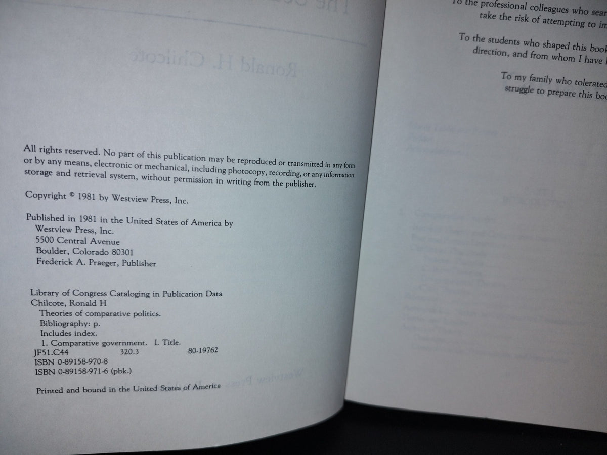 114- Theories Of Comparative Politics - Ronald H. Chilcote - Westview Press - 1981