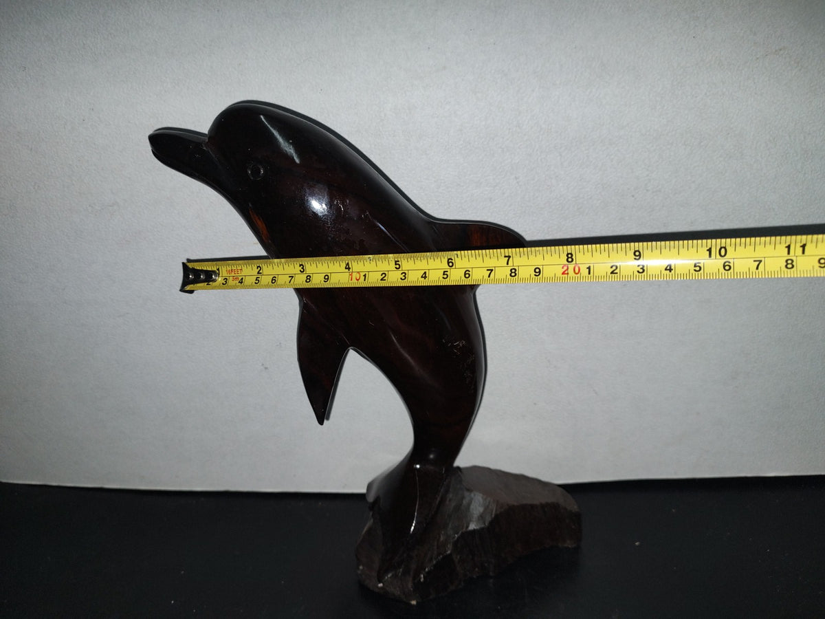 A1- Escultura Grande De Delfin En Madera Palo Fierro - 90'S