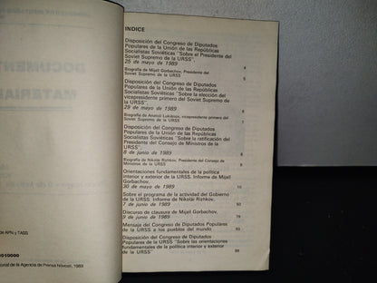 92- Congreso De Diputados Populares De La Urss. Documentos Y Materiales. Moscú, Kremlin - 1989