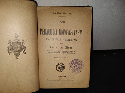 65- Manuales Soler Lviii - Pedagogía Universitaria - Francisco Giner - 1900'S