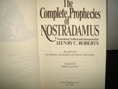23- Inglés - The Complete Prophecies Of Nostradamus. Interpreted By Henry C. Roberts