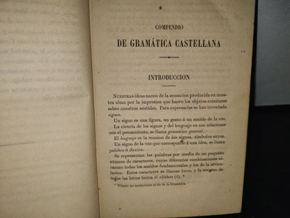 64- Compendio De Gramática Castellana - Mathieu De Fossey - Méjico. Imprenta De Andrade Y Escalante - 1861