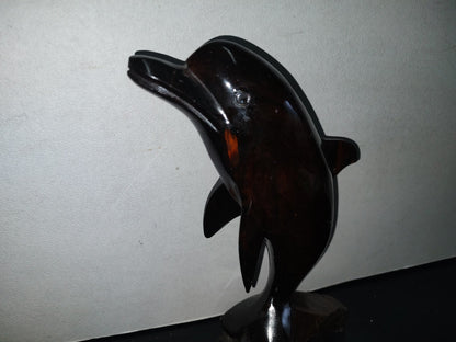 A1- Escultura Grande De Delfin En Madera Palo Fierro - 90'S