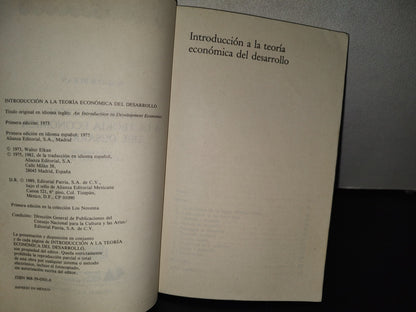 100- Introducción A La Teoría Económica Del Desarrollo - Walter Elkan - 1A. Ed. 1989