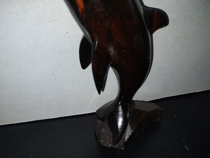 A1- Escultura Grande De Delfin En Madera Palo Fierro - 90'S