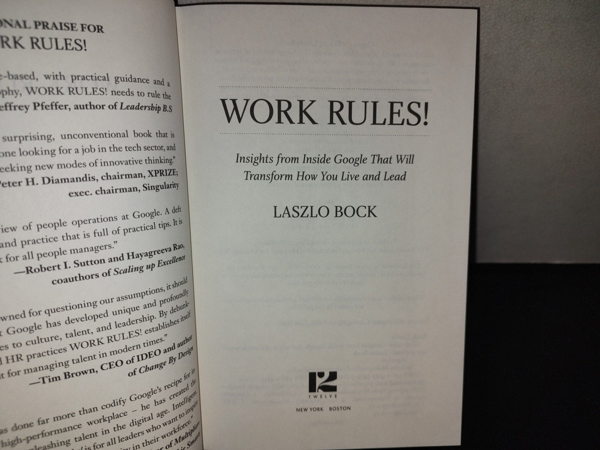 114- Work Rules! Insights From Inside Google That Will Transform How You Live And Lead. Laszlo Bock