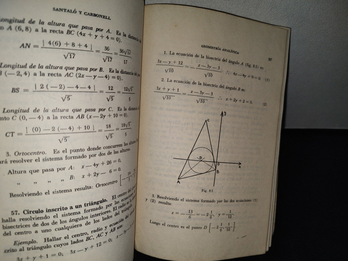 75- Geometría Analítica. Matemáticas Quinto Libro - Marcelo Santaló, Vicente Carbonell - Manuel Porrúa, S. A. Librería - 1979