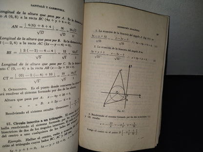 75- Geometría Analítica. Matemáticas Quinto Libro - Marcelo Santaló, Vicente Carbonell - Manuel Porrúa, S. A. Librería - 1979