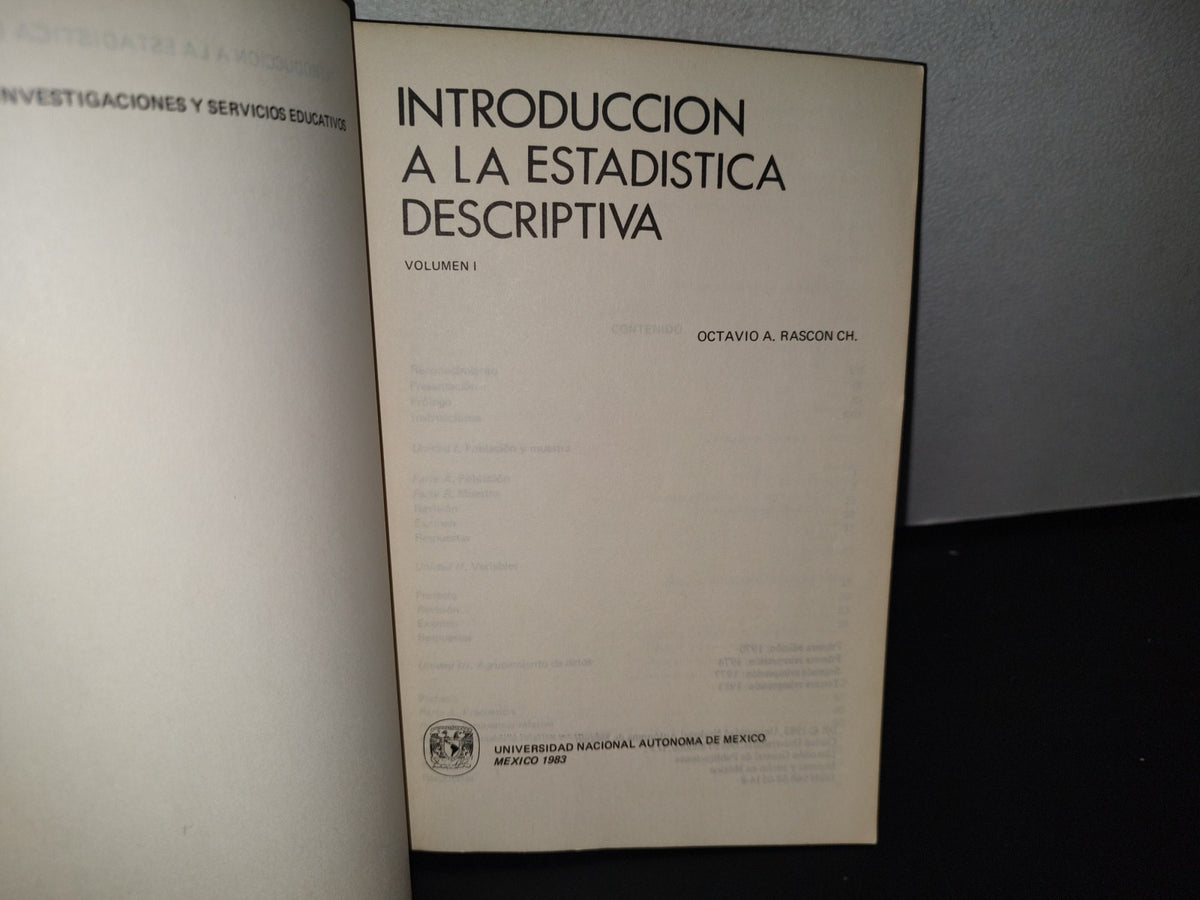 89- Introducción A La Estadística Descriptiva. Volumen I - Octavio A. Rascón Ch.
