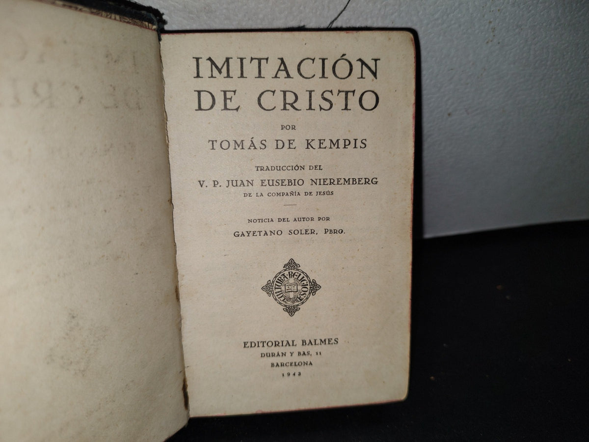 60- Imitación De Cristo. Traducción Del V. P. Juan Eusebio Nieremberg. Tomás De Kempis - 1943