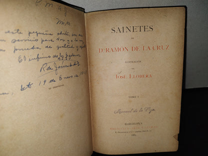 63- Sainetes De D. Ramón De La Cruz. Tomo I - Barcelona. Biblioteca "Arte Y Letras" 1882