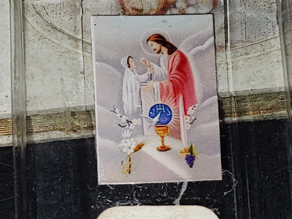 A6- Recuerdo Vintage De Primera Comunión: Pequeño Rosario Con Cubierta En Forma De Libro - 70's