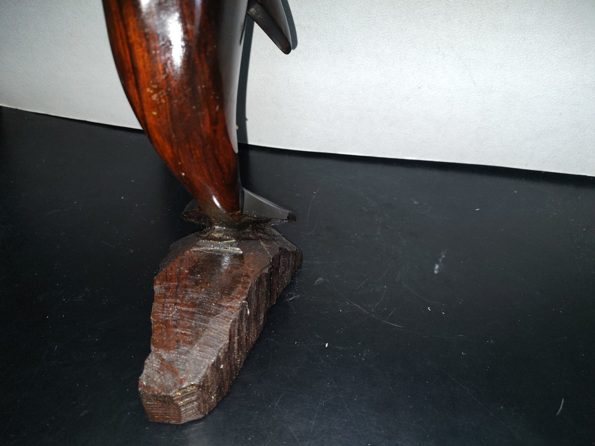 A1- Escultura Grande De Delfin En Madera Palo Fierro - 90'S