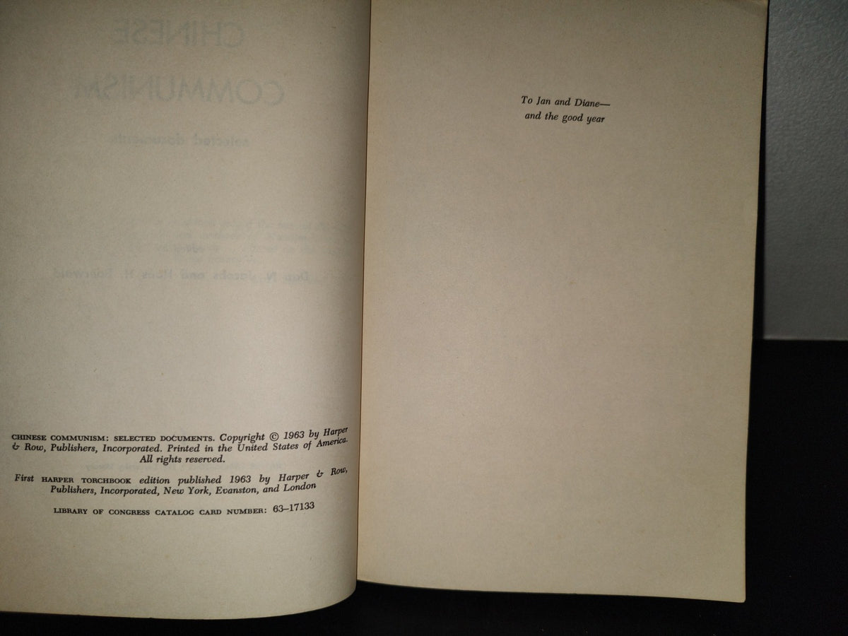 202- Chinese Communism. Selected Documents - Don N. Jacobs And Hans H. Baerwald - 1963