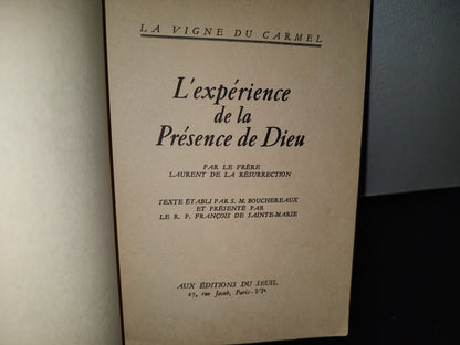 80- L'Expérience De La Présence De Dieu - Fr. Laurent De La Résurrection - 1948