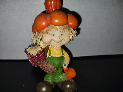 A2- Pieza De Resina. Granjero Con Sombrero De Calabaza - 80'S - 90'S