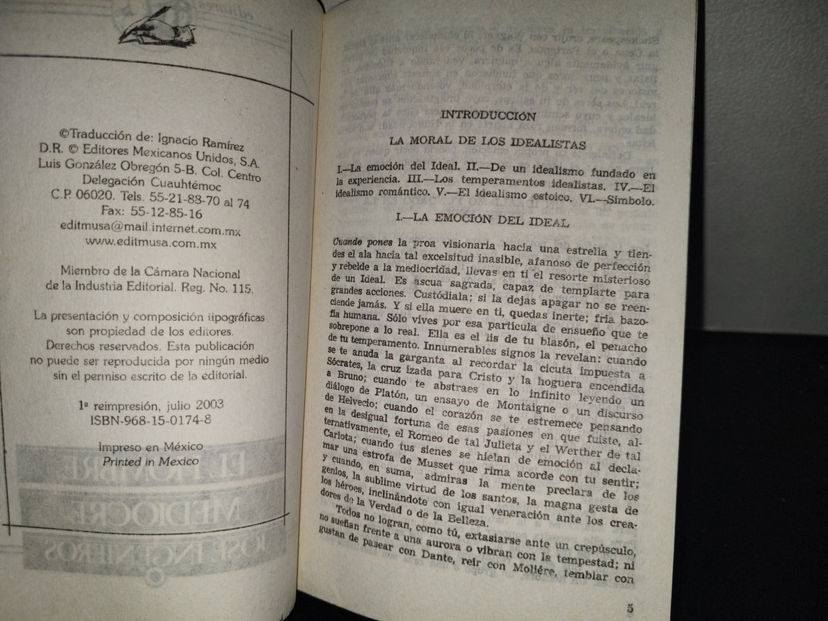 196- El Hombre Mediocre - José Ingenieros. Editores Mexicanos Unidos. 2003