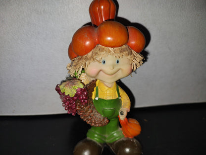 A2- Pieza De Resina. Granjero Con Sombrero De Calabaza - 80'S - 90'S