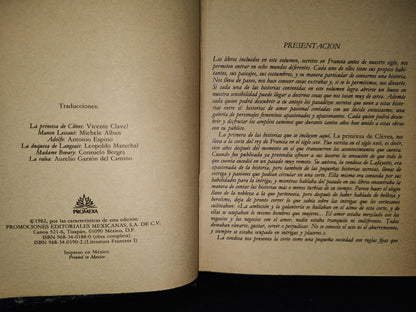 58- Literatura Francesa I. La Princesa De Cleves, Manon Lescaut, La Abadesa De Castro,