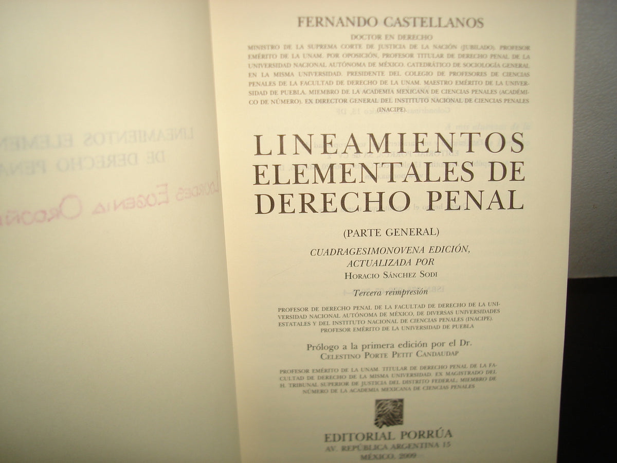 23- Lineamientos Elementales De Derecho Penal - Fernando Castellanos