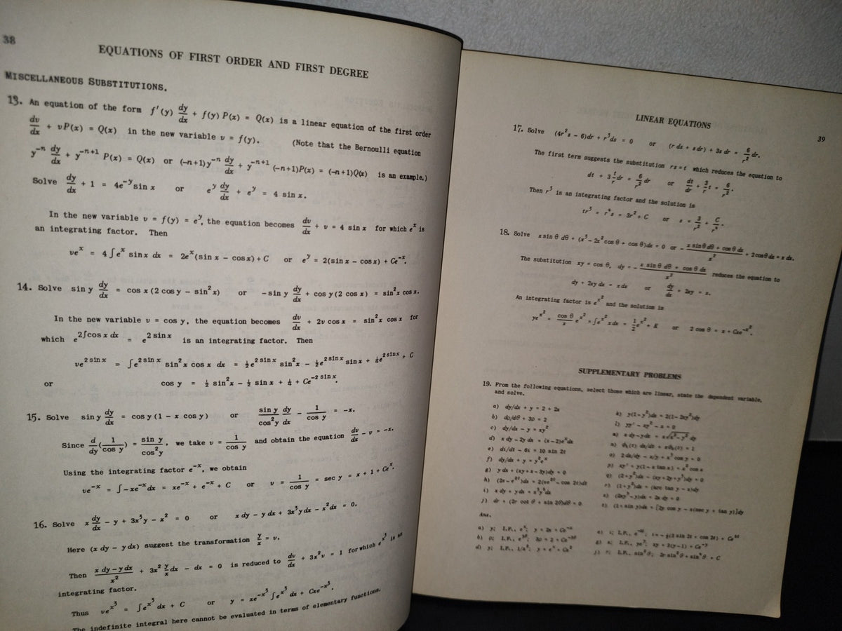 166- Theory And Problems Of Diferential Equations - Frak Ayres, Jr. 560 Solved Problems - 1952
