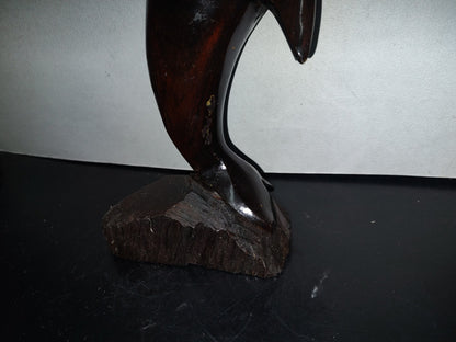 A1- Escultura Grande De Delfin En Madera Palo Fierro - 90'S