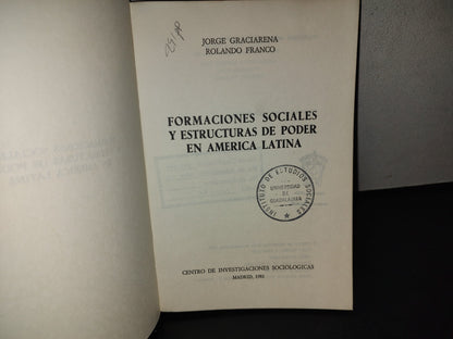 153- Formaciones Sociales Y Estructuras De Poder En América Latina - Jorge Graciarena