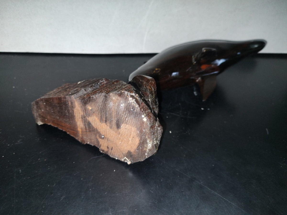 A1- Escultura Grande De Delfin En Madera Palo Fierro - 90'S