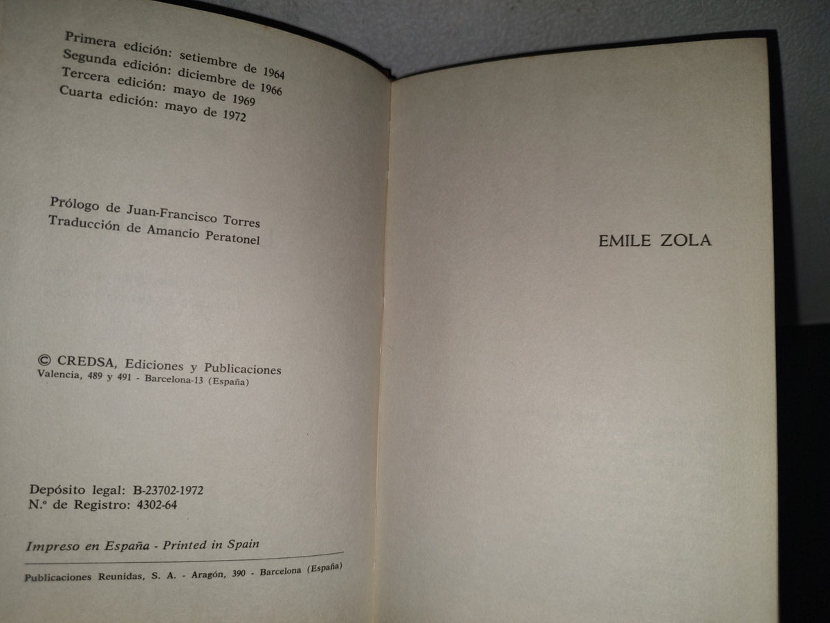 196- La Taberna - Emile Zola - CREDSA, Ediciones Y Publicaciones - 1972