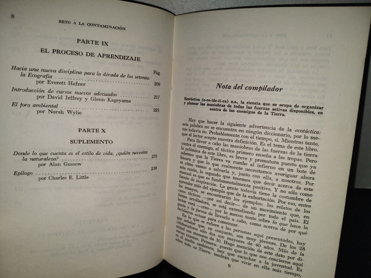 201- Reto A La Contaminación. Ecotáctica: Manual Del Club Sierra Para Los Activistas De La Defensa Del Medi Ambiente - Stallings - Editorial Pax México. Primera Edición En Español: Julio De 1972