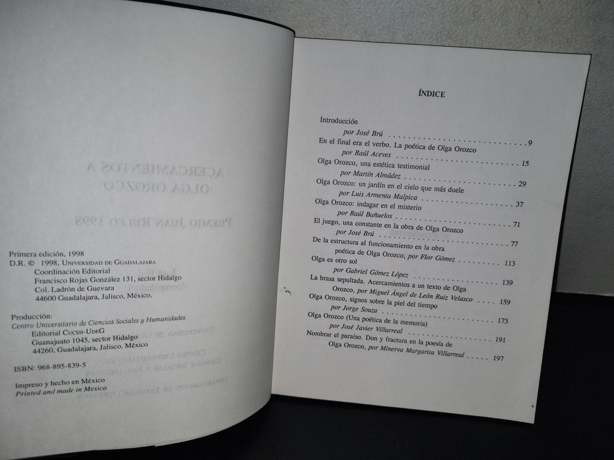 143- Acercamientos A Olga Orozco. José Brú Compilador - Universidad De Guadalajara - 1A. De. 1998