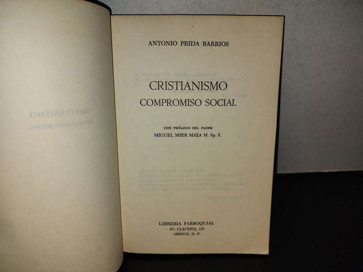 143- Cristianismo. Compromiso Social - Antonio Prida Barrios - Librería Parroquial - 1A. Ed. 1982