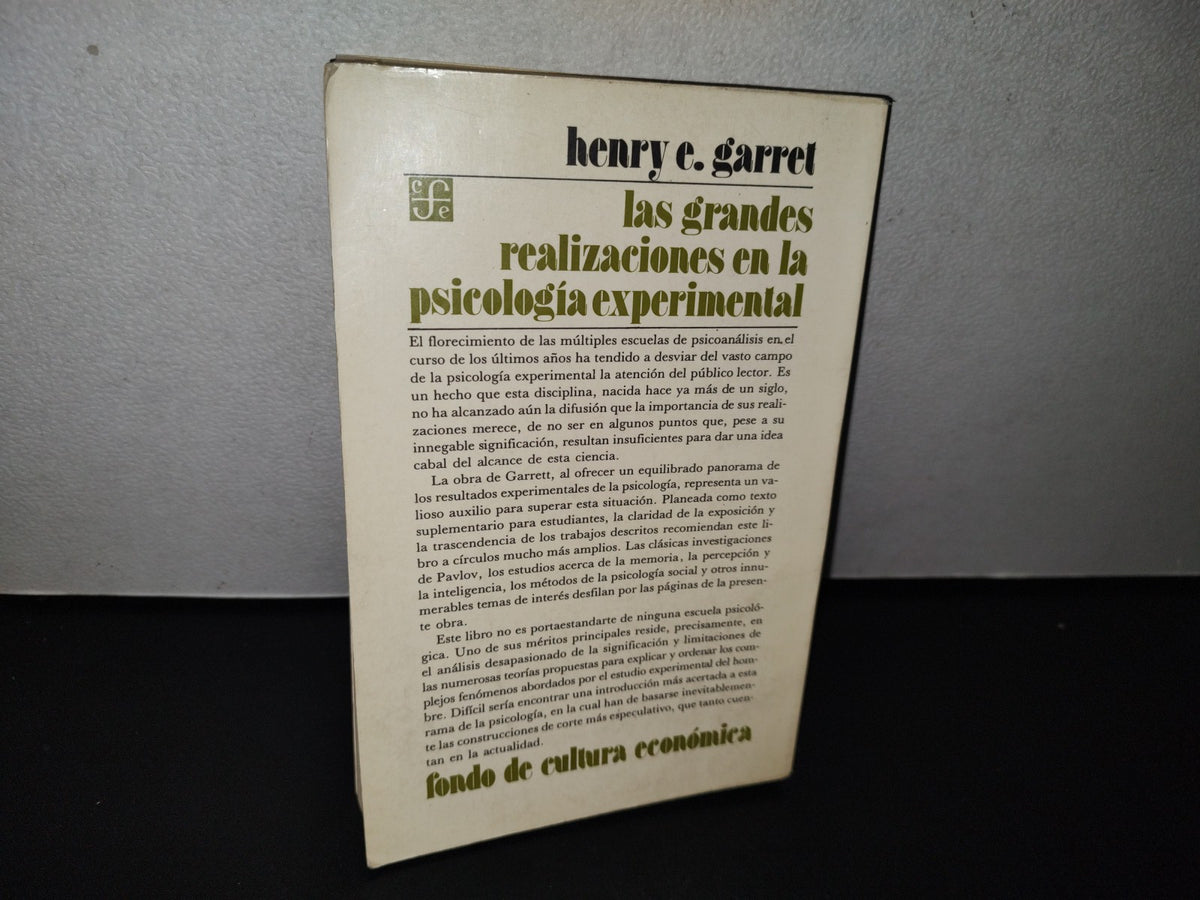 78- Las Grandes Realizaciones En La Psicología Experimental - Henry E. Garrett - 1987