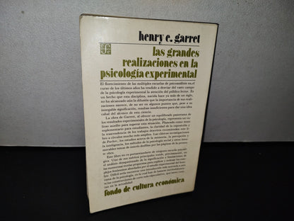 78- Las Grandes Realizaciones En La Psicología Experimental - Henry E. Garrett - 1987