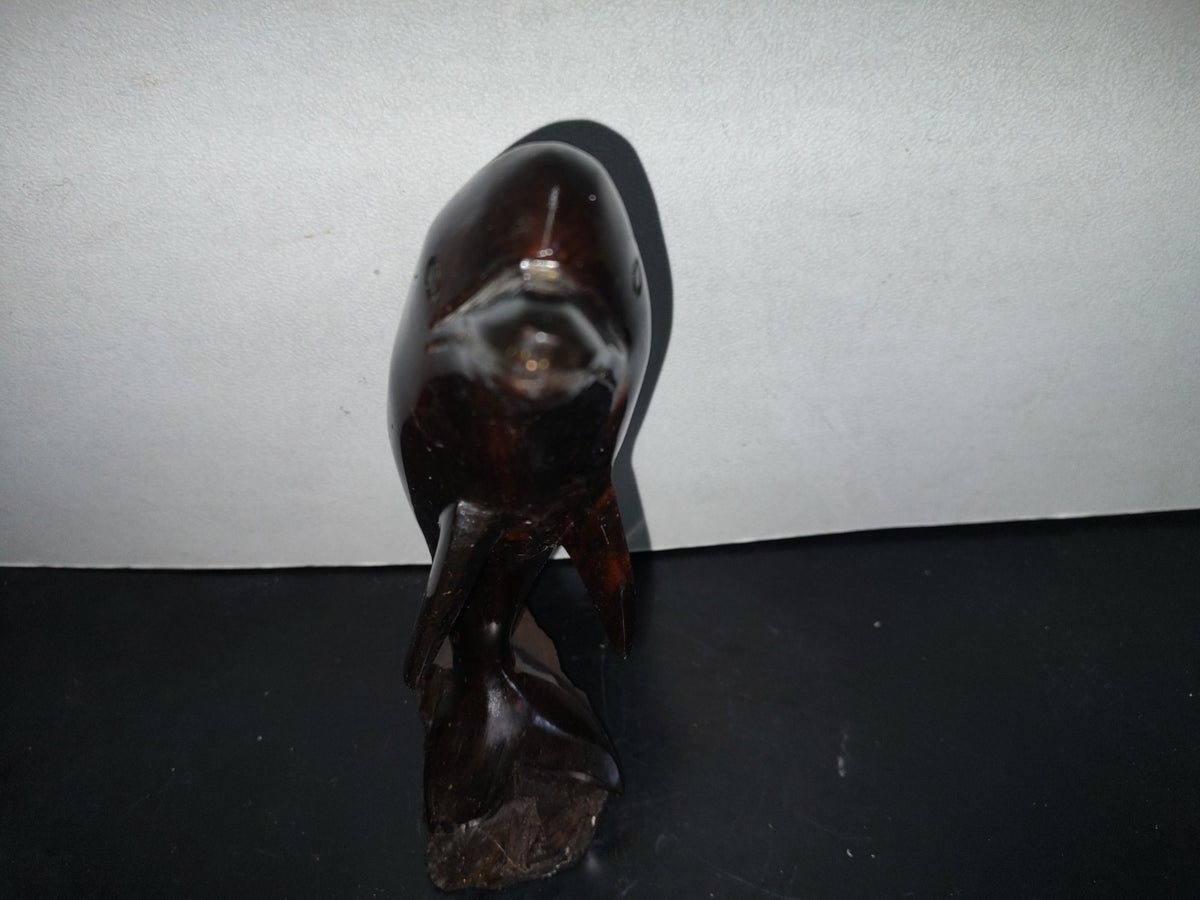 A1- Escultura Grande De Delfin En Madera Palo Fierro - 90'S