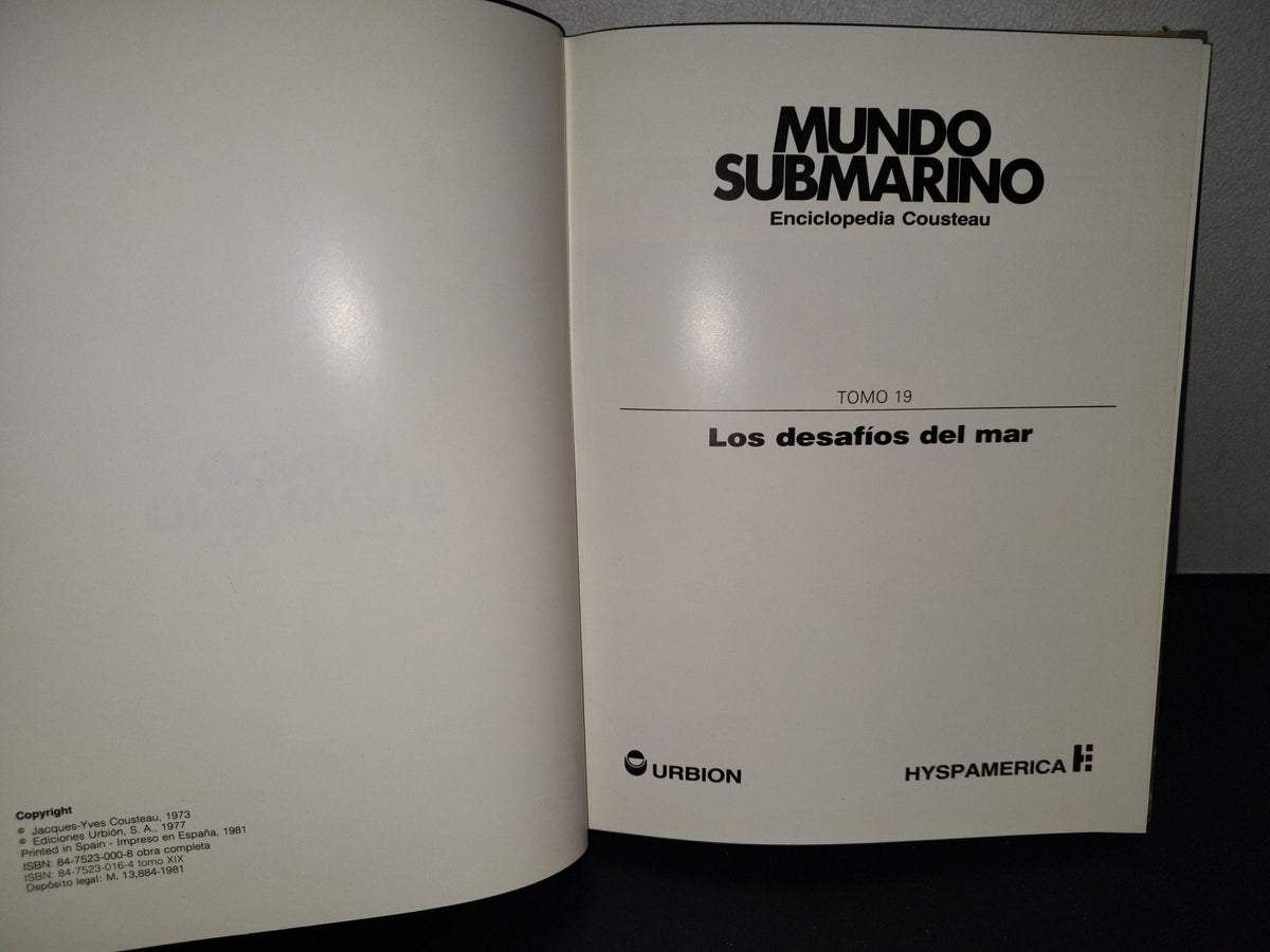 158- Enciclopedia Cousteau. Mundo Submarino: Los Desafíos Del Mar, Tomo 19. Ediciones Urbión, 1981