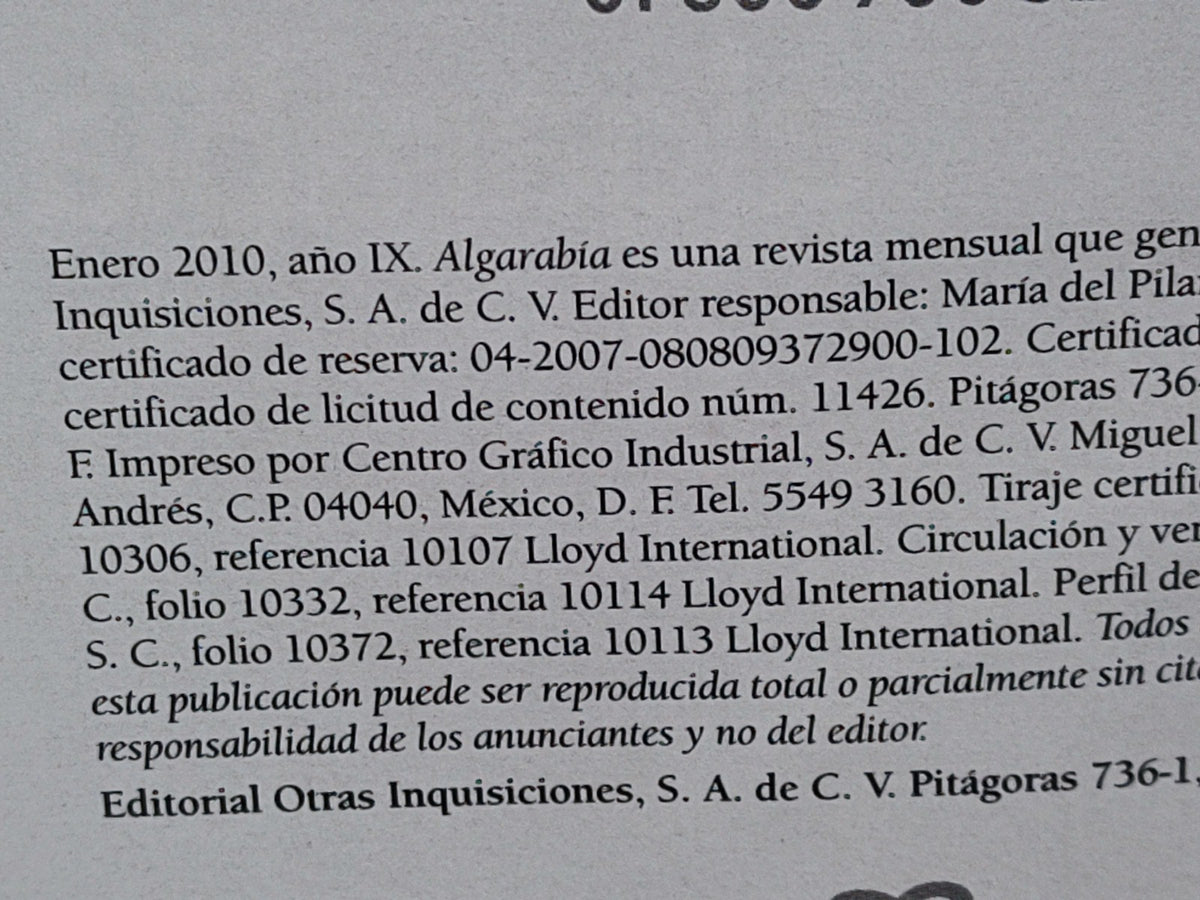202- Algarabía. King Kong. El Simio Que Murió Por Amor - # 64, Año IX, Enero 2010