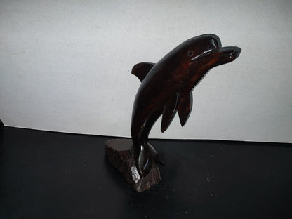A1- Escultura Grande De Delfin En Madera Palo Fierro - 90'S